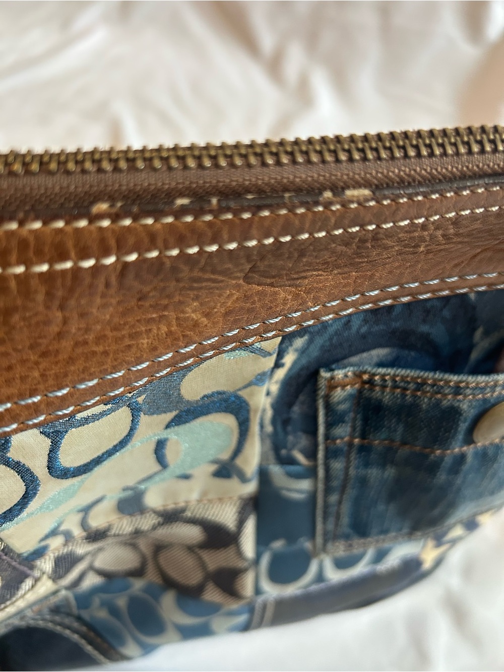 Coach Patchwork Denim and Brown Leather Crossbody - Picture 9 of 17